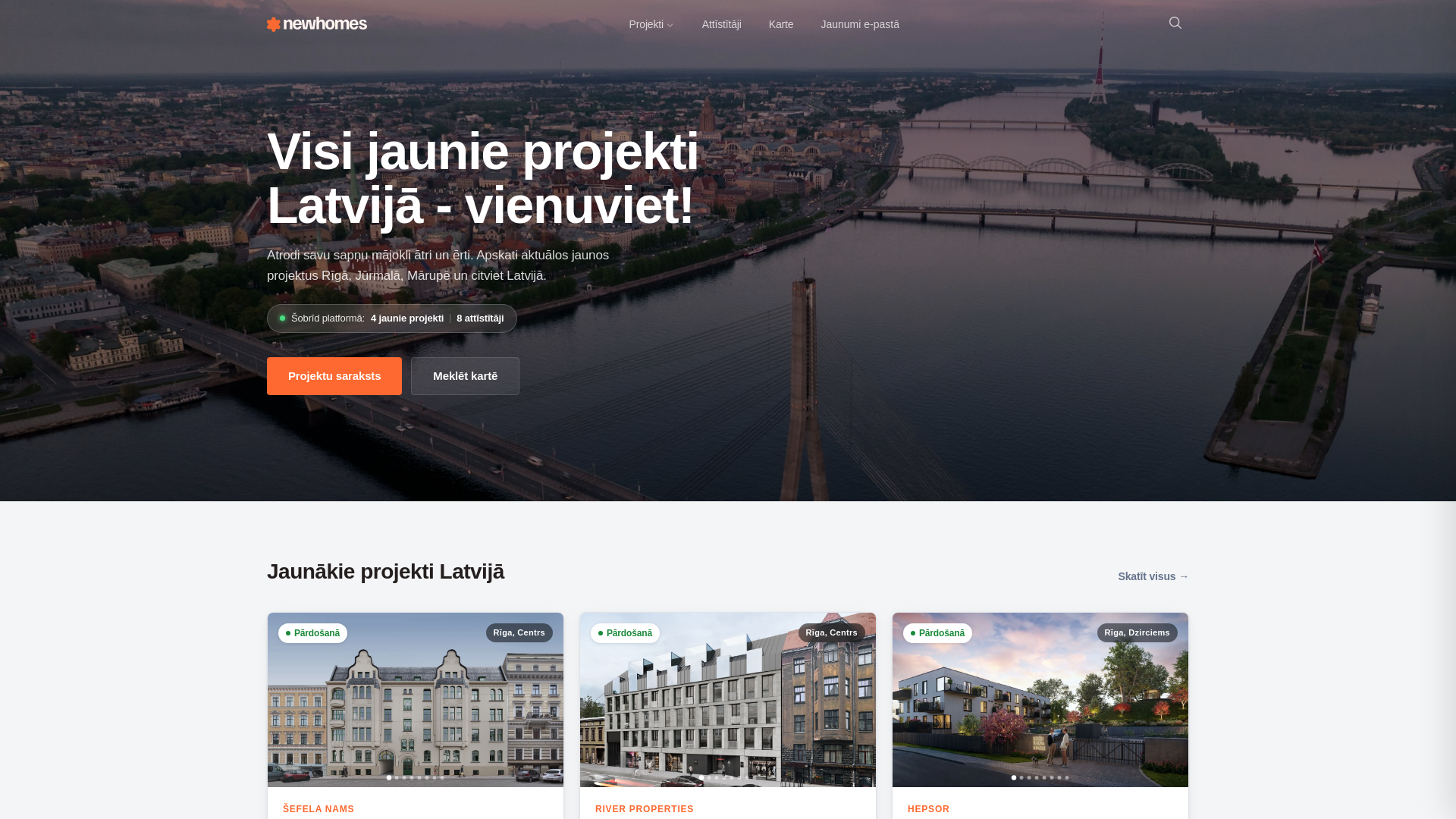 website screenshot of https://newhomes.lv