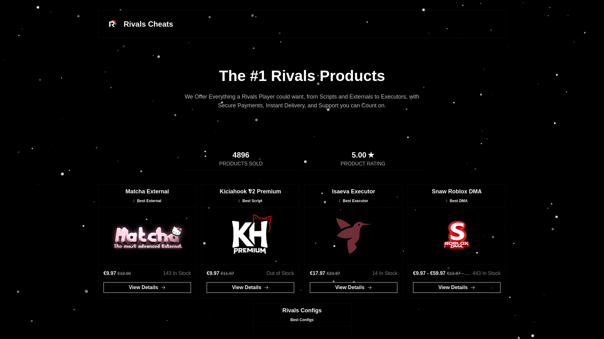 website screenshot of https://rivalscheats.shop/?a=BRANDON10