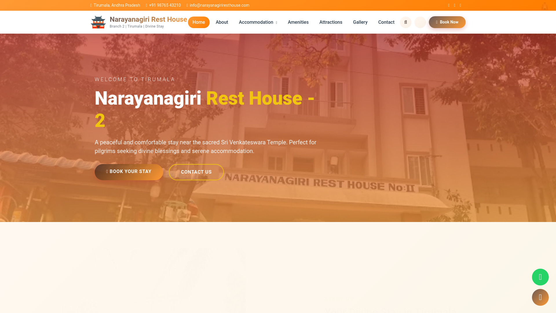 website screenshot of https://narayanagiriresthouse.shop