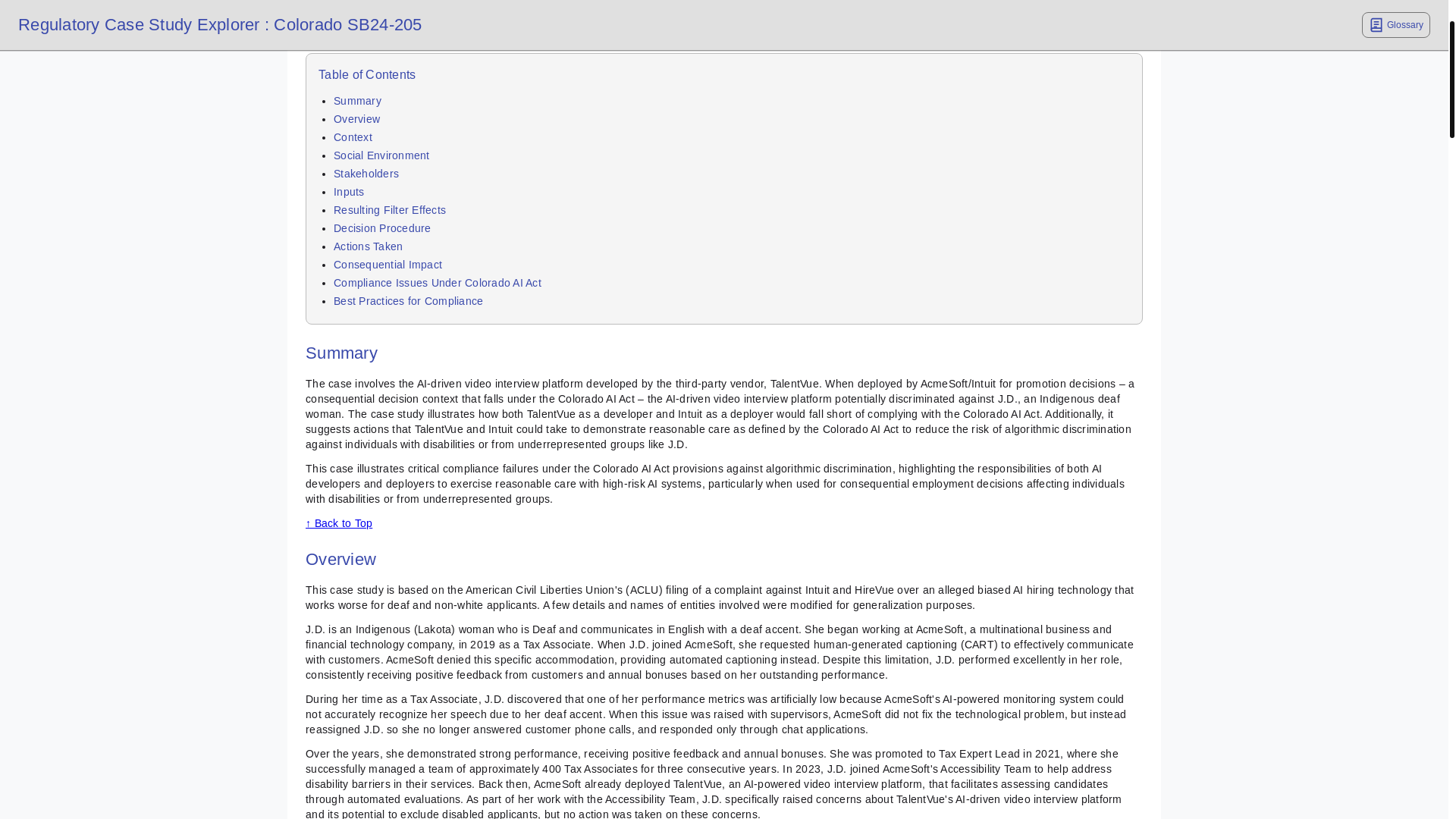 website screenshot of https://colorado-ai-act-case-study.com/