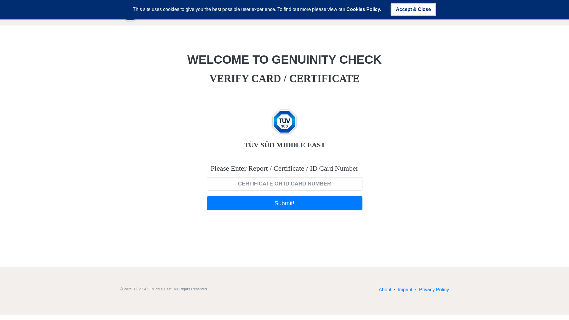 website screenshot of https://verify-tuvsud.com/