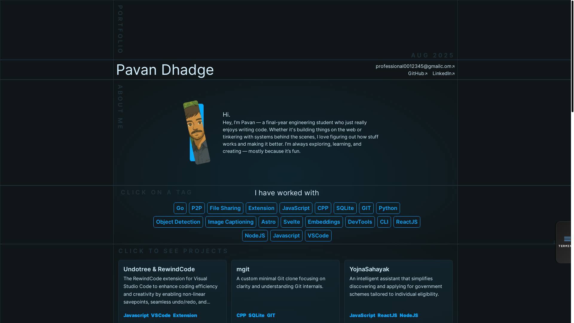 website screenshot of https://pavandhadge.pages.dev/
