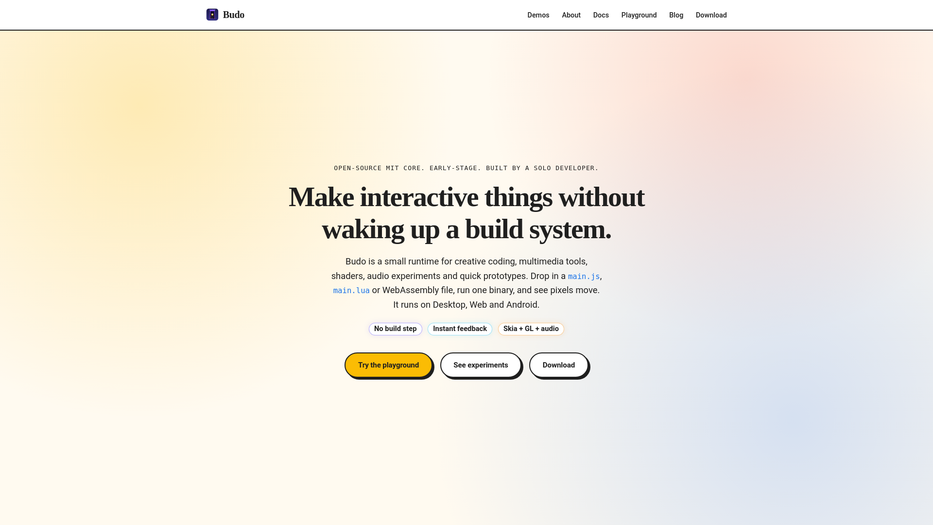 website screenshot of https://budo-platform.dev/