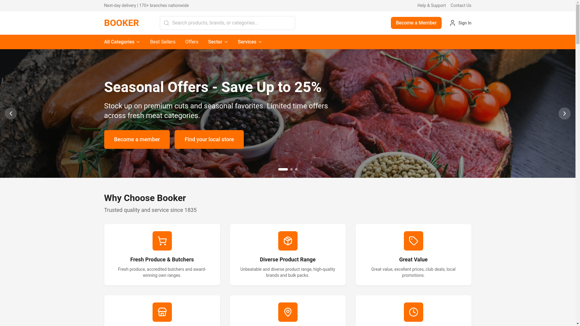 website screenshot of https://bookerwebdemo.xyz/