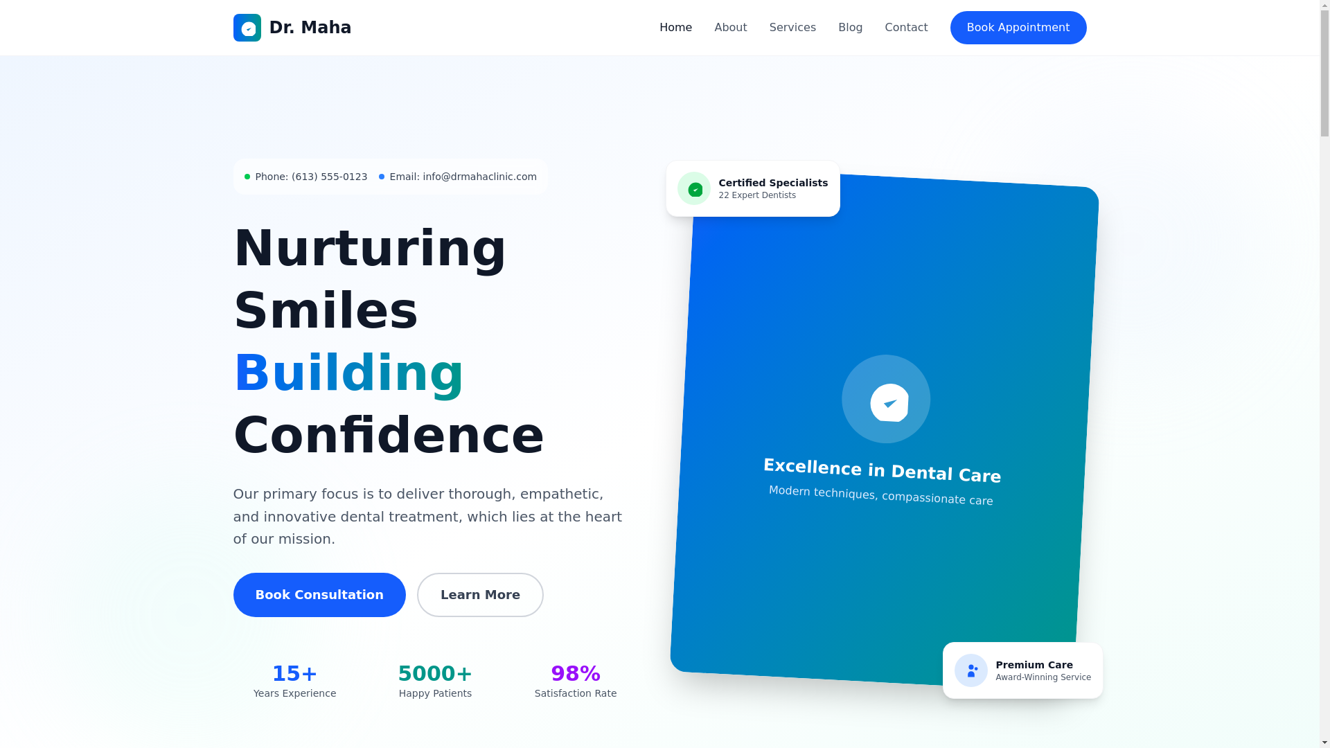 website screenshot of https://drmahaclinic.com/