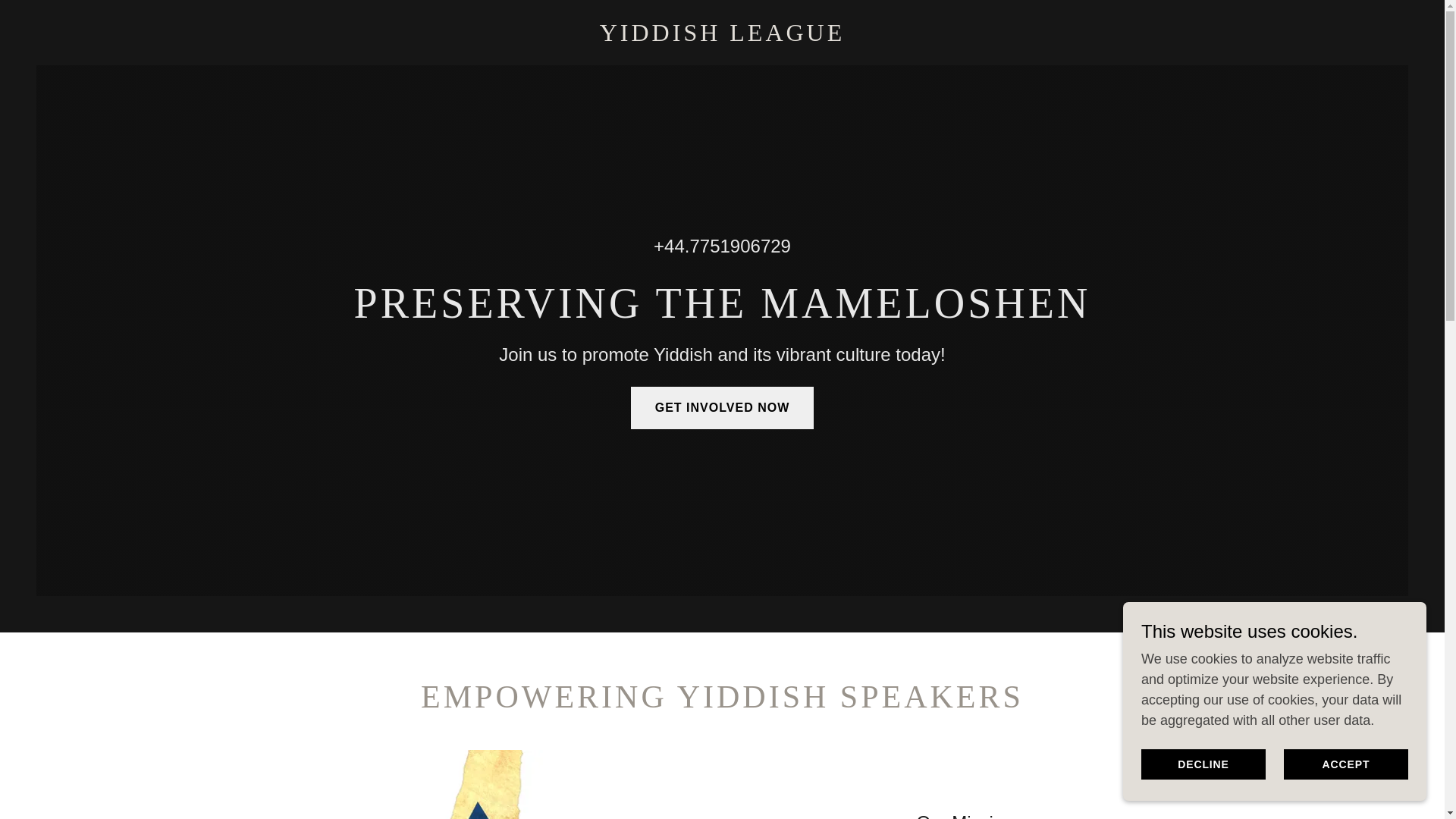 website screenshot of https://yiddishleague.com/