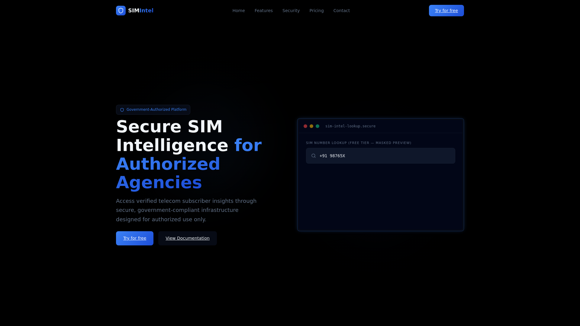 website screenshot of https://simintel.online/
