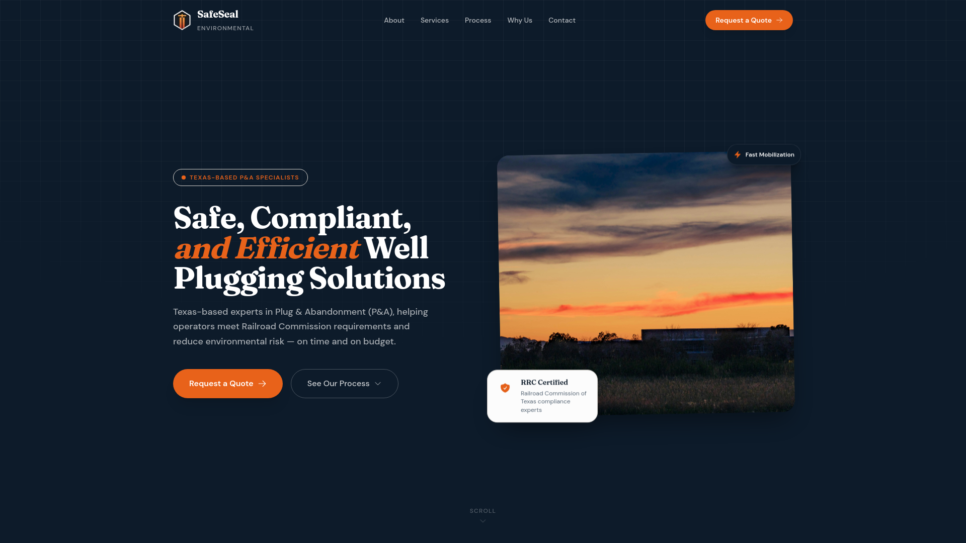 website screenshot of https://safesealenvironmental.com/