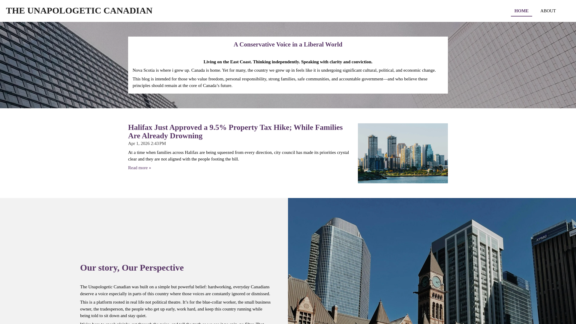 website screenshot of https://theunapologeticcanadian.ca