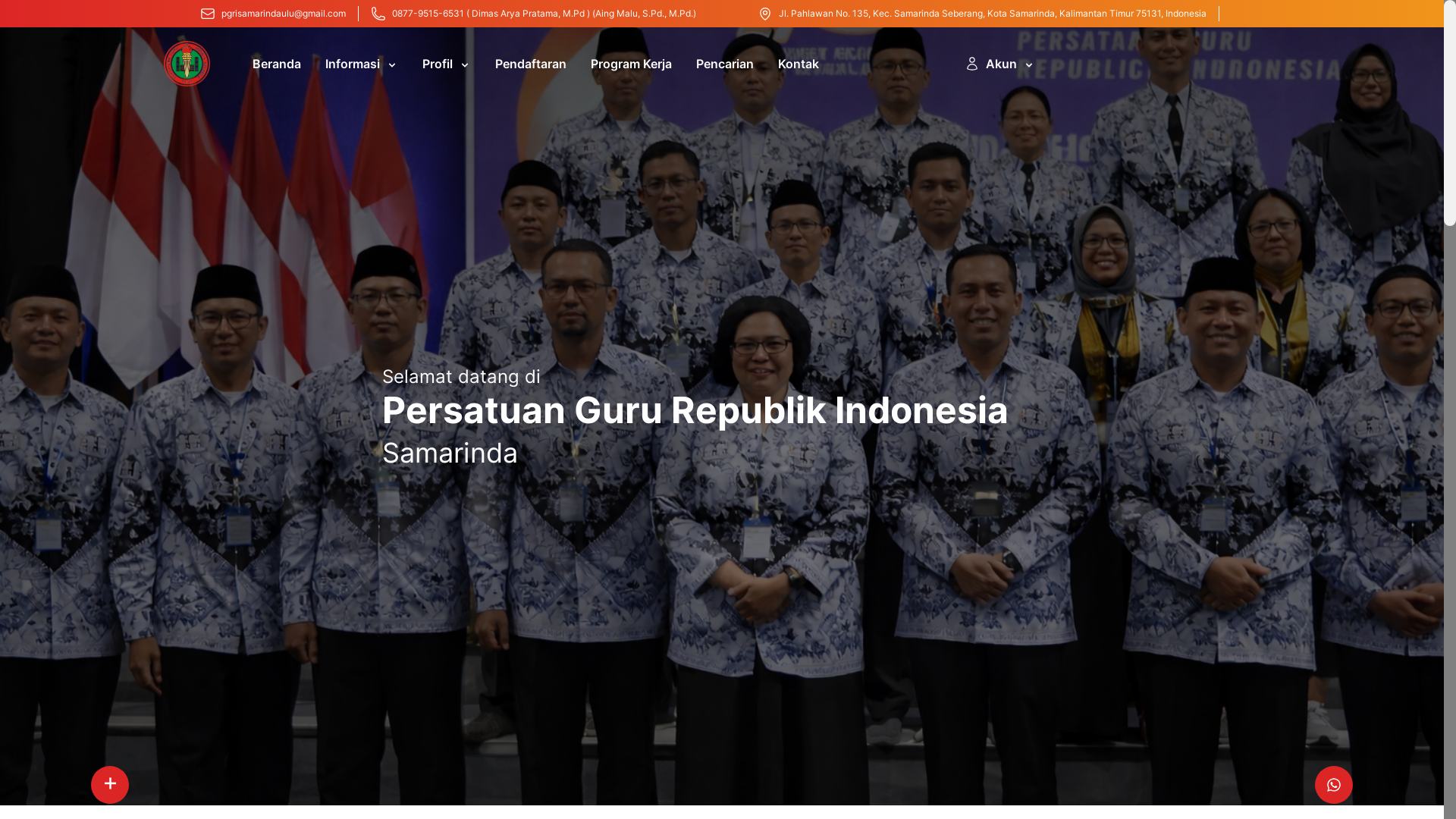 website screenshot of https://pgrisamarindaulu.org/