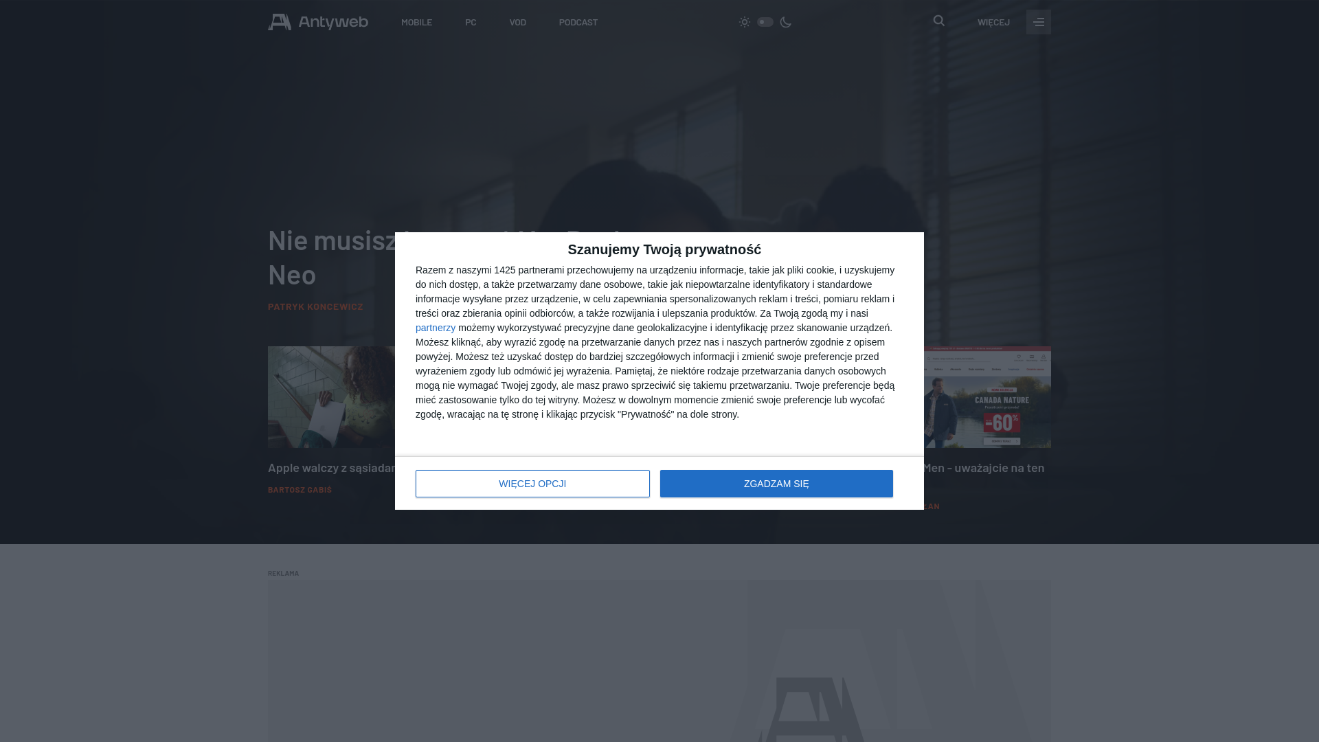 website screenshot of https://antyweb.pl