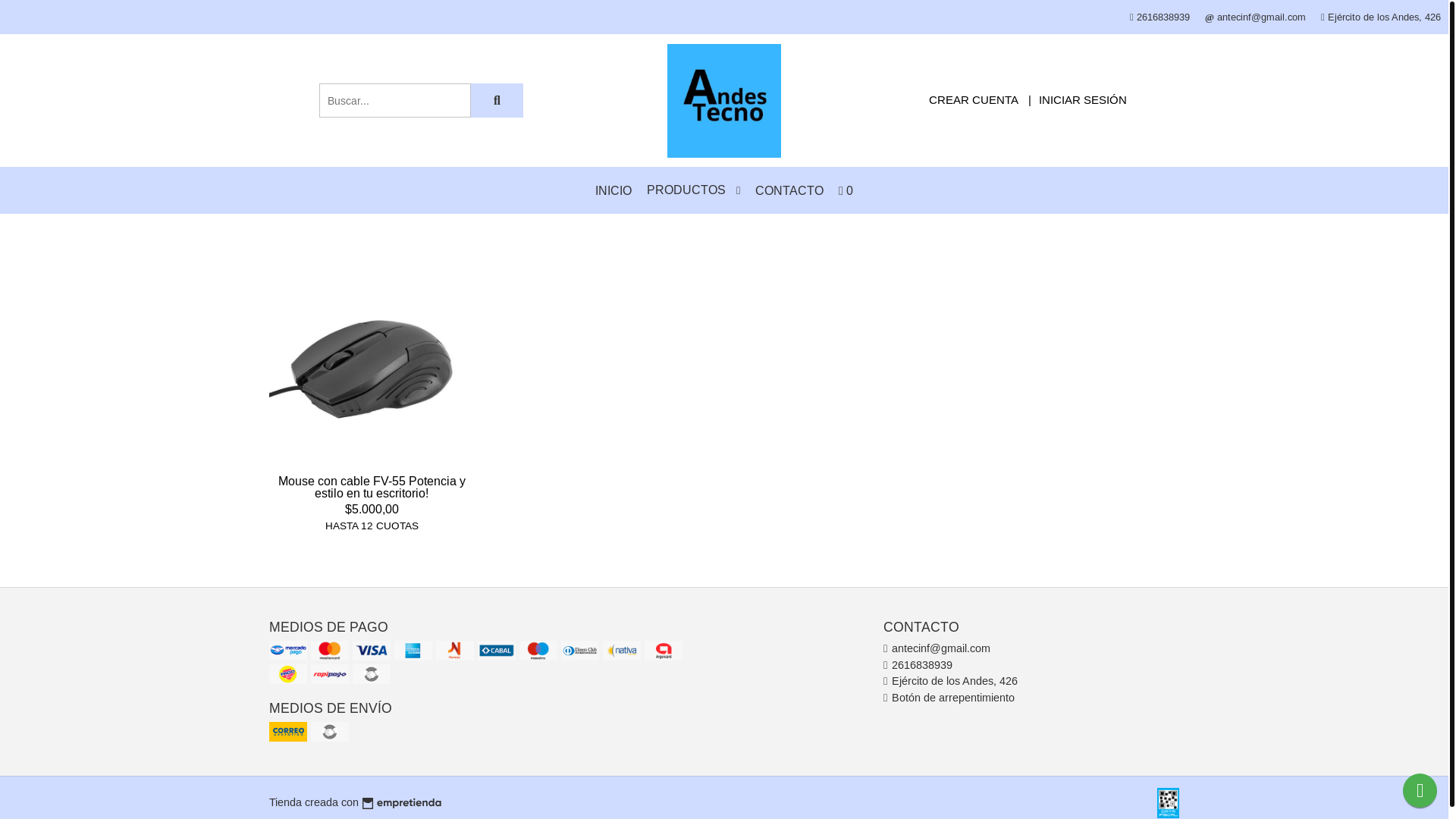 website screenshot of https://andestecno.com.ar/