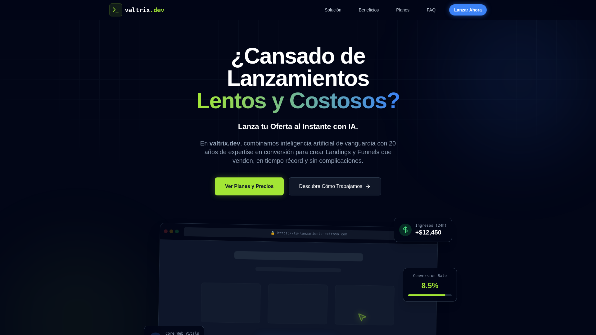 website screenshot of https://valtrix.dev/