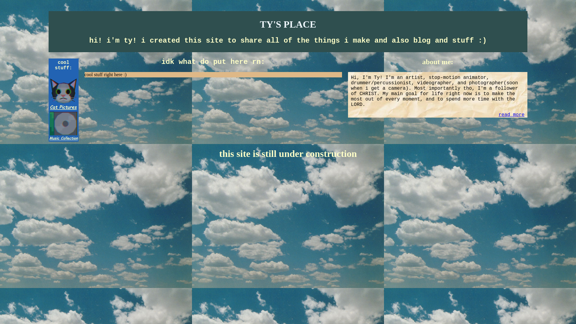 website screenshot of https://tysplace.xyz