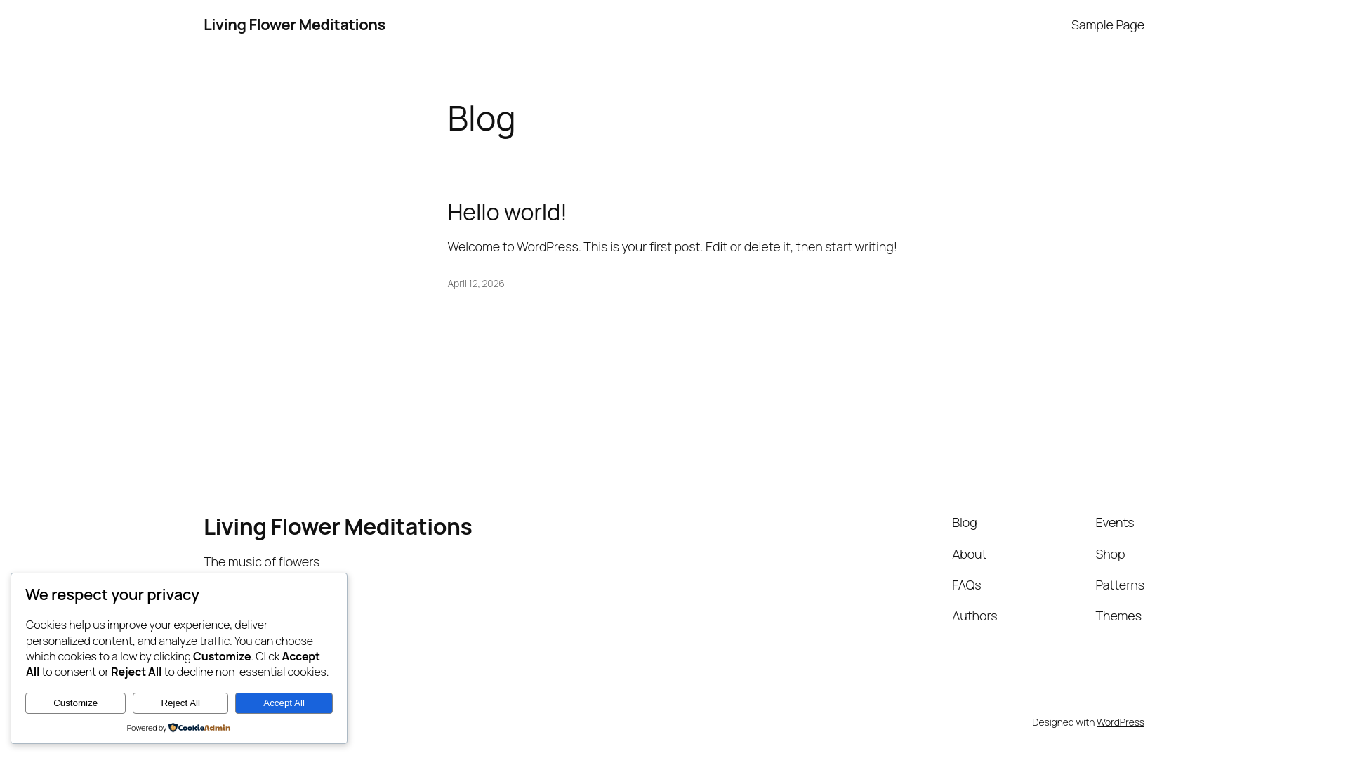 website screenshot of https://livingflowermeditations.com/