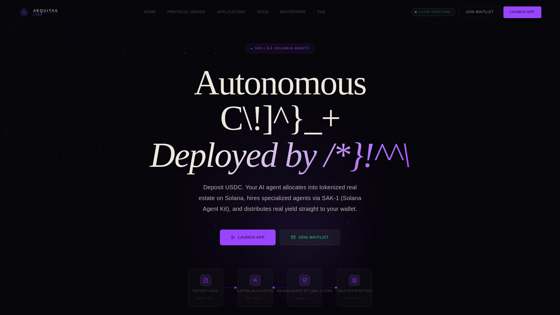 website screenshot of https://aequitaslabs.xyz