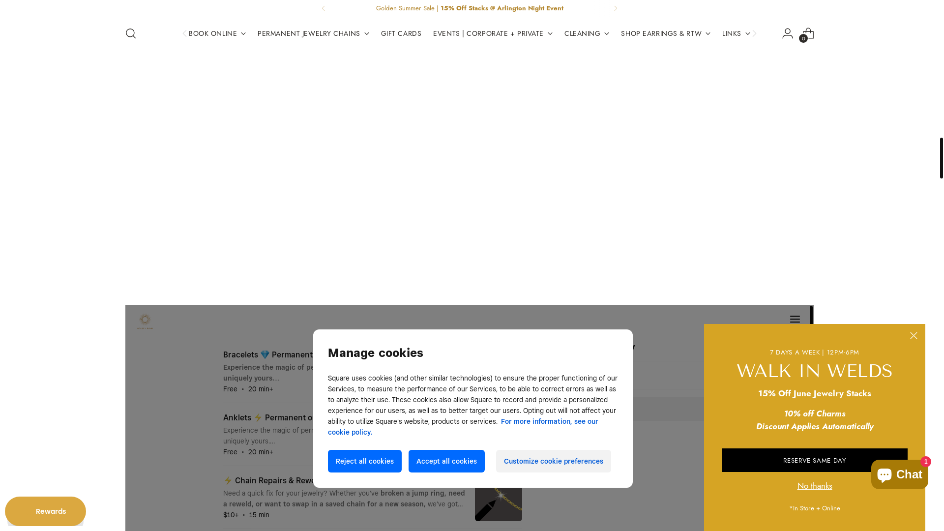 website screenshot of https://permanentjewelryvirginia.com/