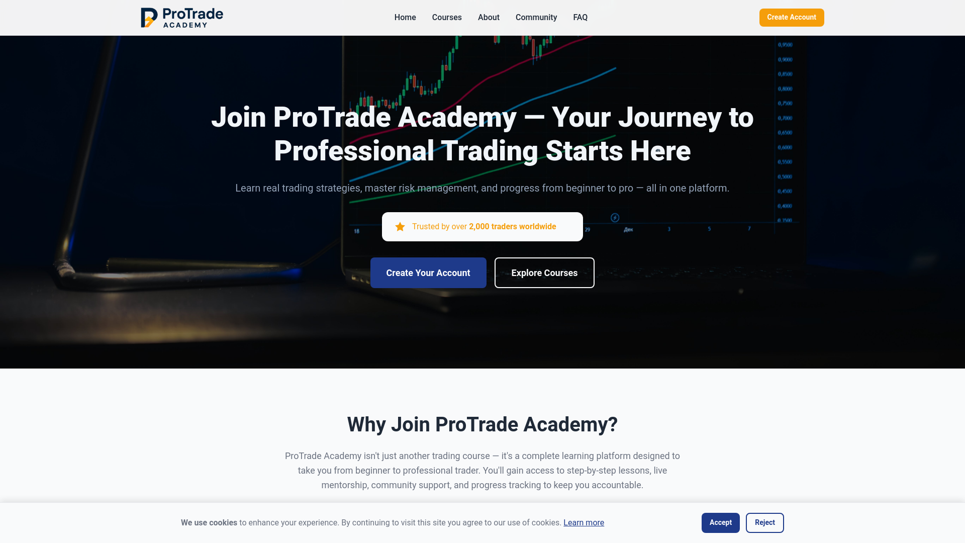 website screenshot of https://academprotrade.cc/