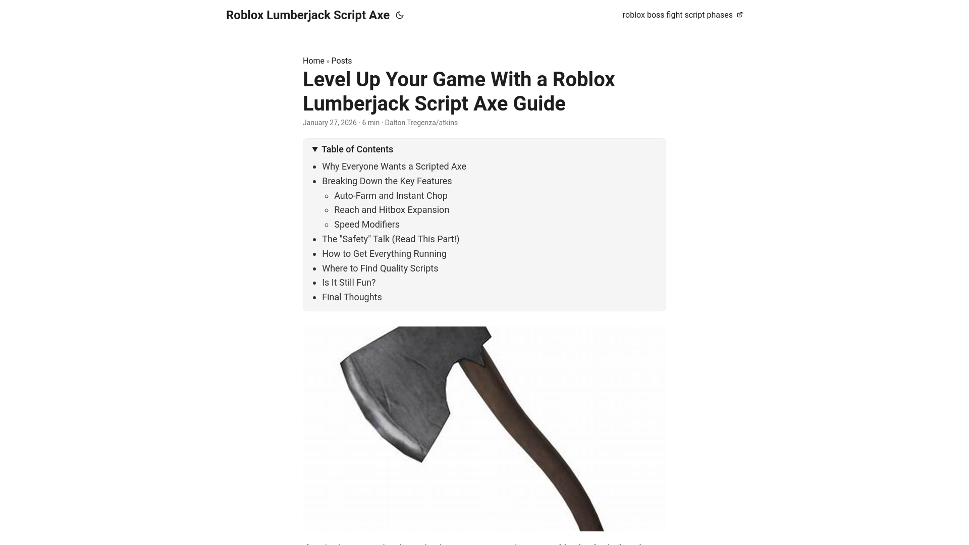 website screenshot of https://robloxlumberjackscriptaxe.pages.dev/