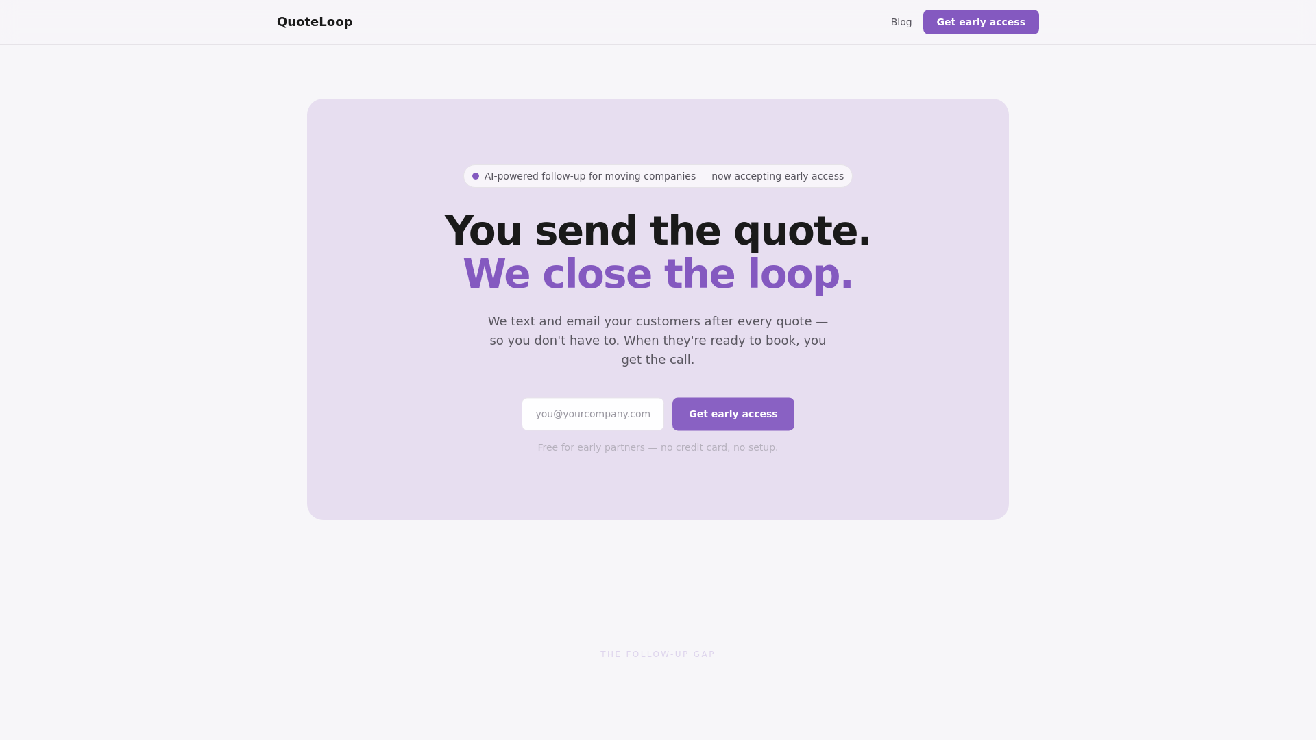 website screenshot of https://getquoteloop.io