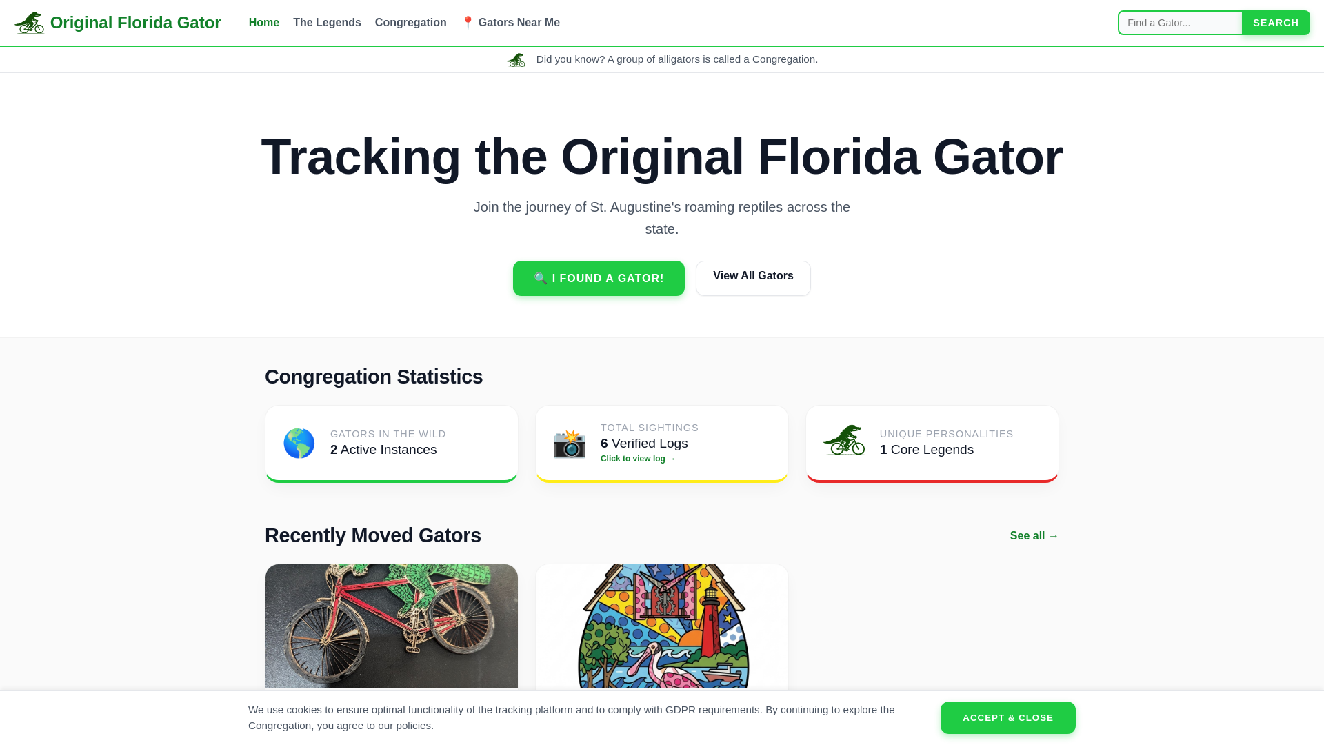 website screenshot of https://originalfloridagator.com/