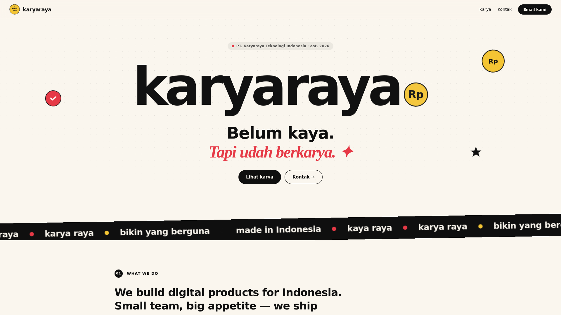 website screenshot of https://karyaraya.co/