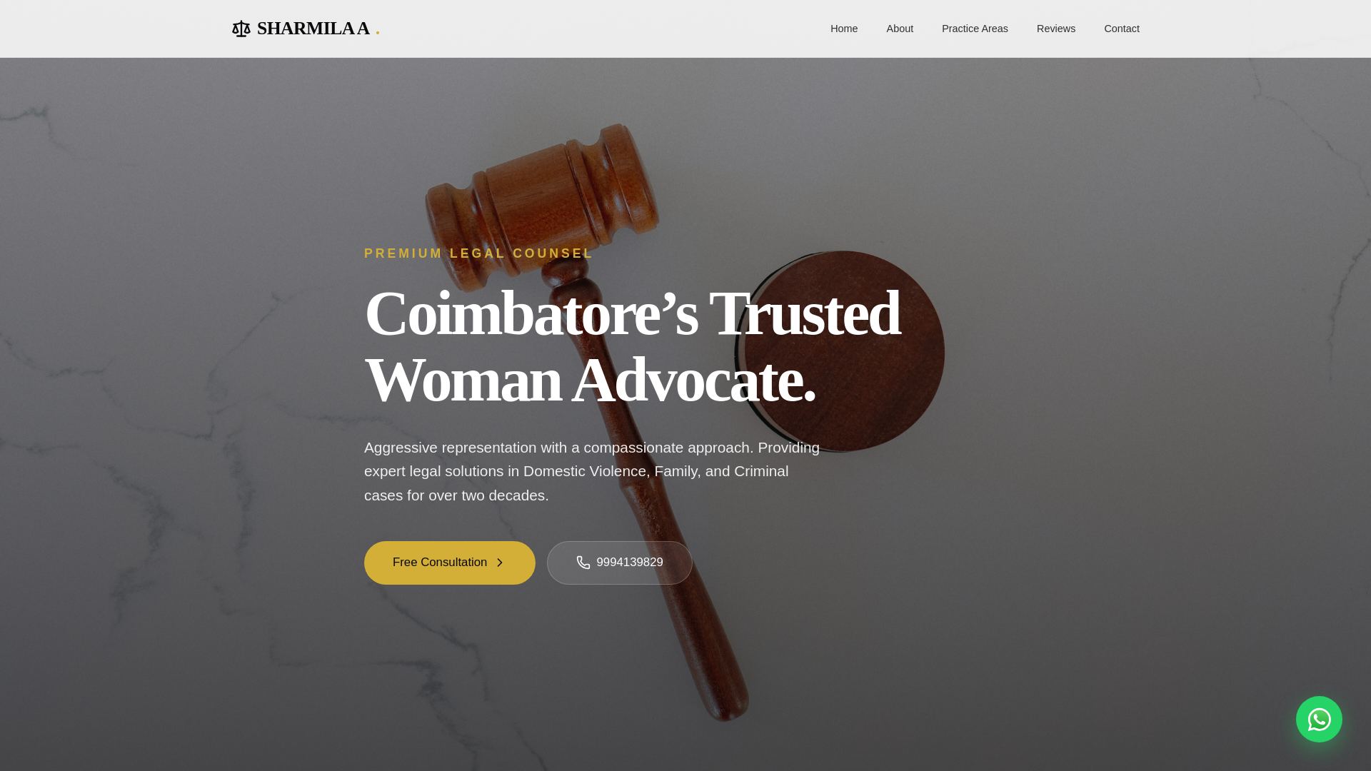 website screenshot of https://advocatesharmilacbe.com