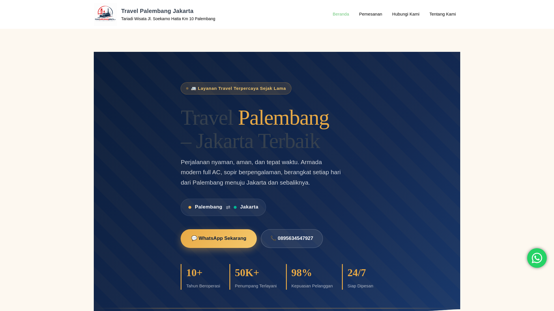 website screenshot of https://travelpalembangjakarta.com/
