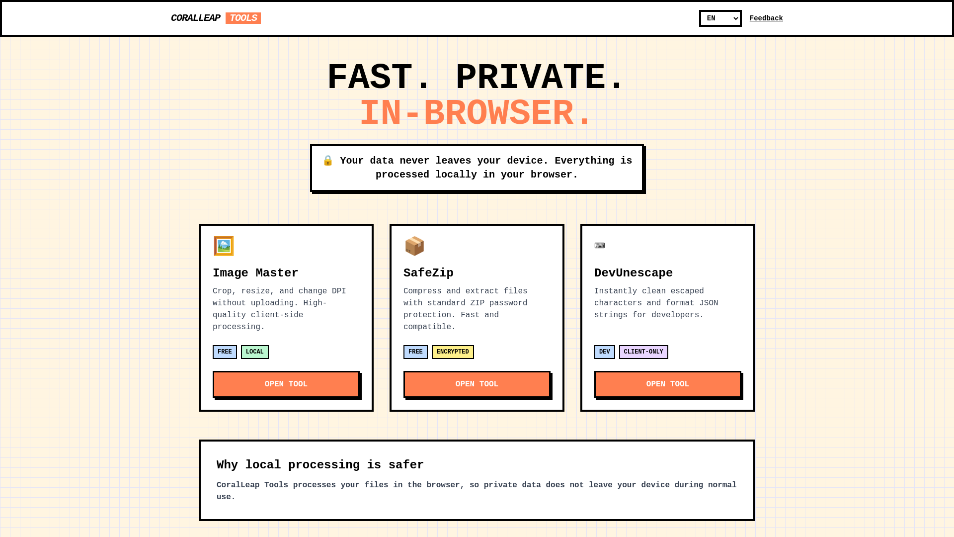 website screenshot of https://coralleap-tools.pages.dev/