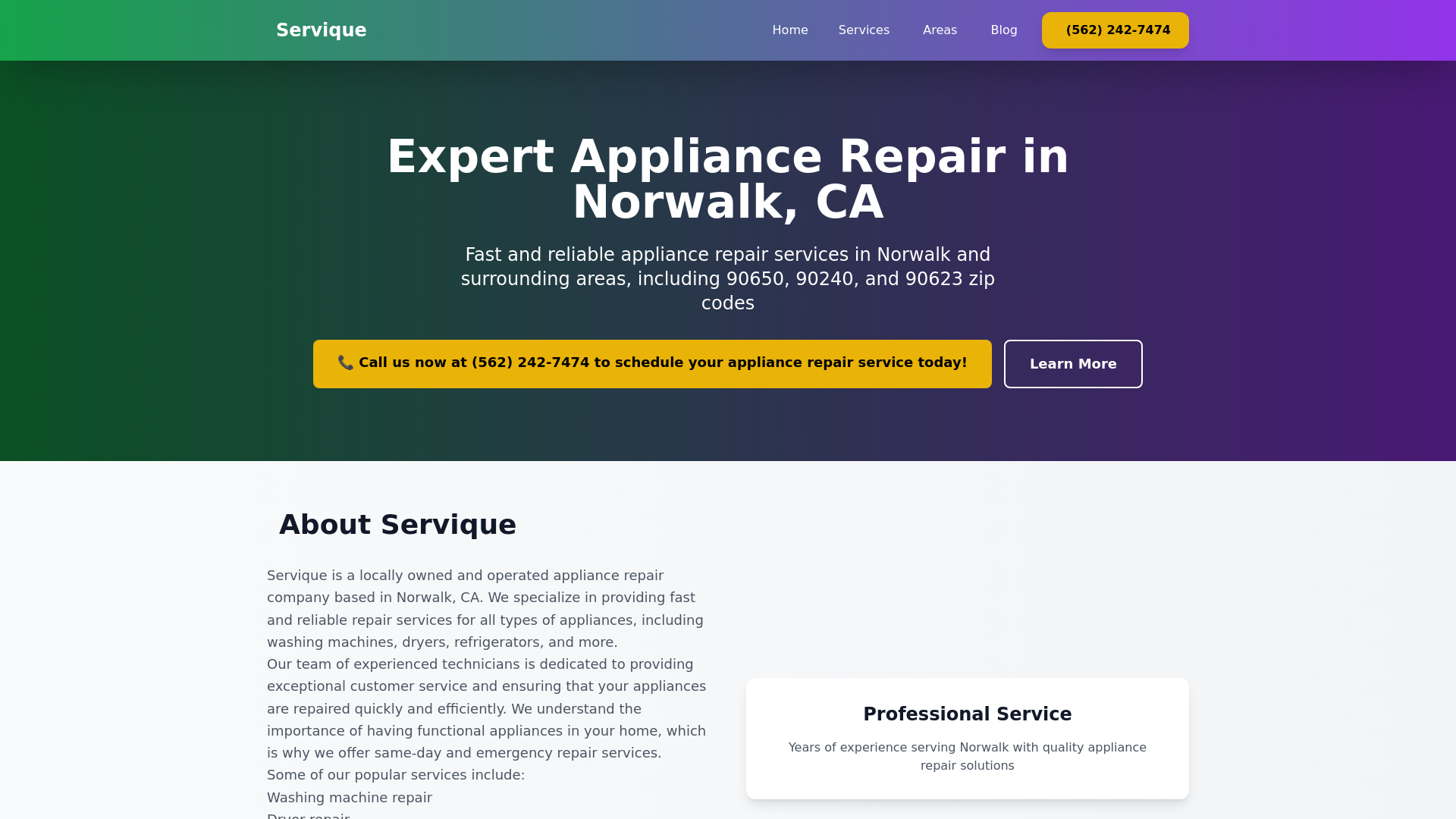 website screenshot of https://appliancerepairnorwalk.pages.dev/