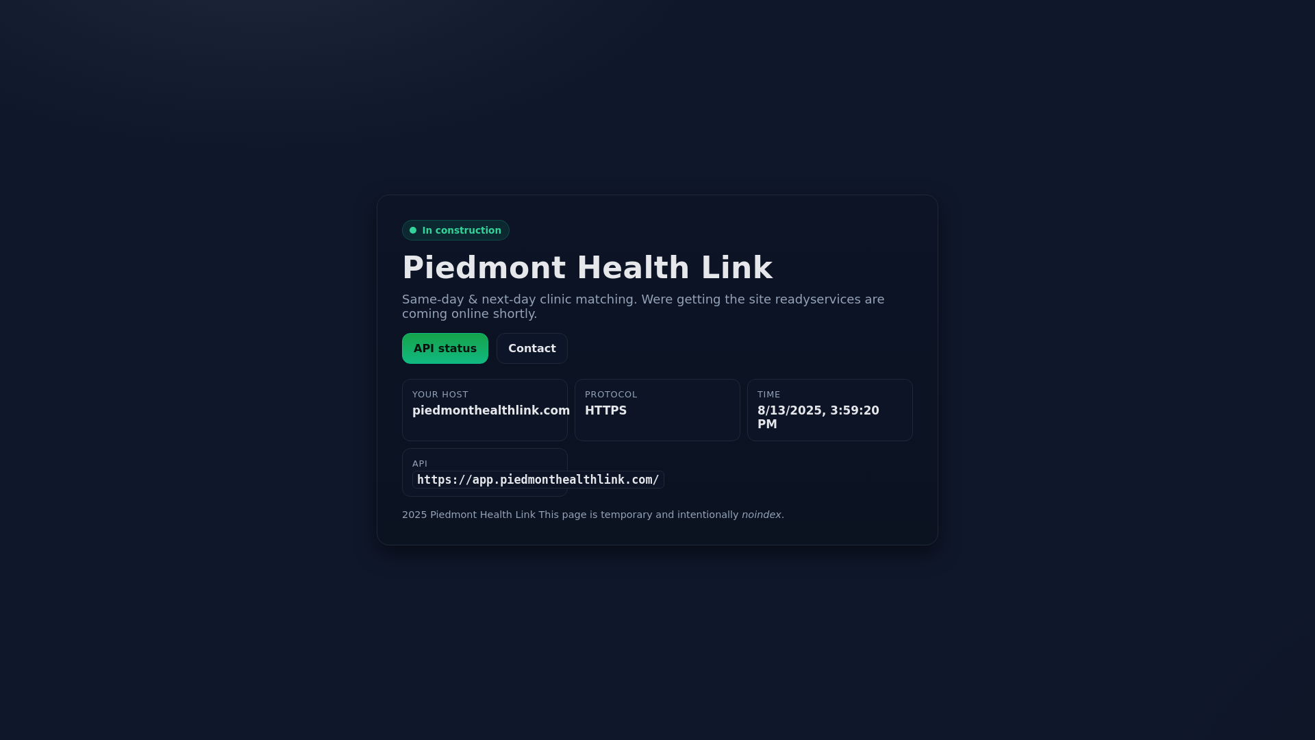 website screenshot of https://piedmonthealthlink.com/