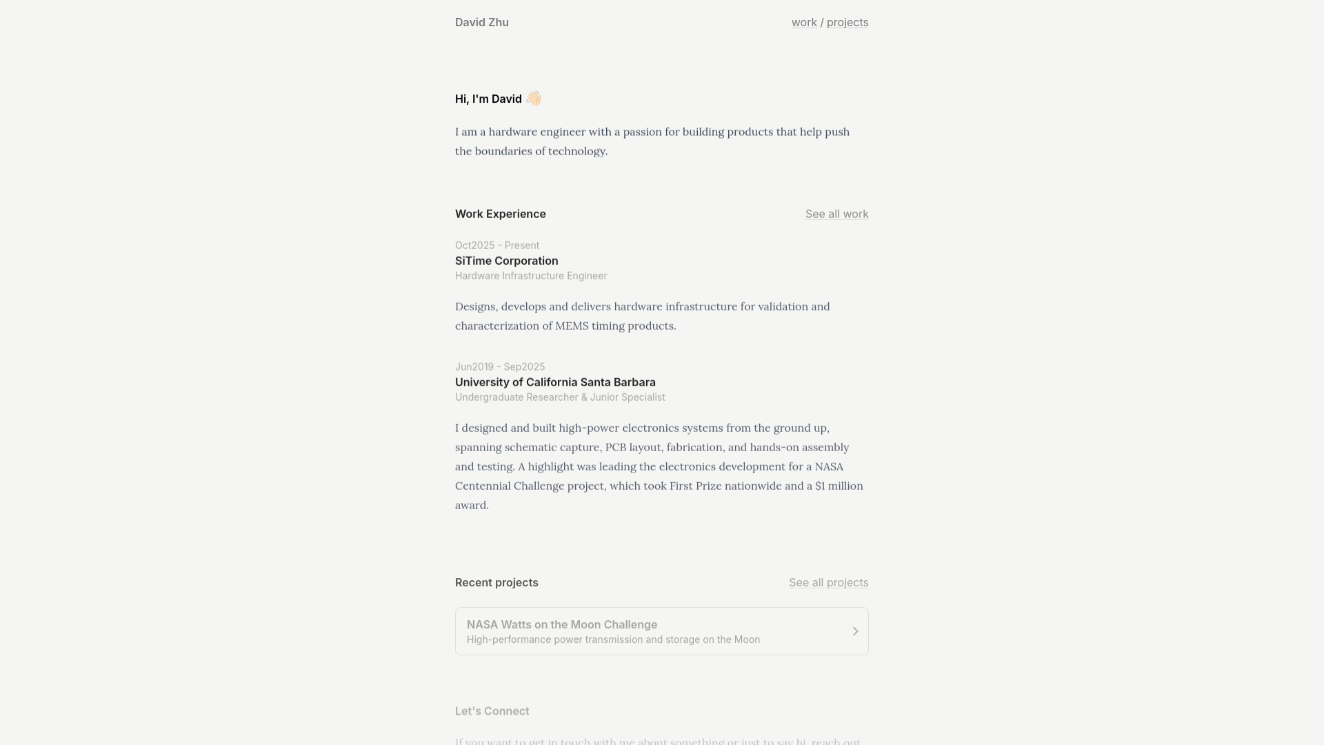 website screenshot of https://davidwuya.pages.dev/