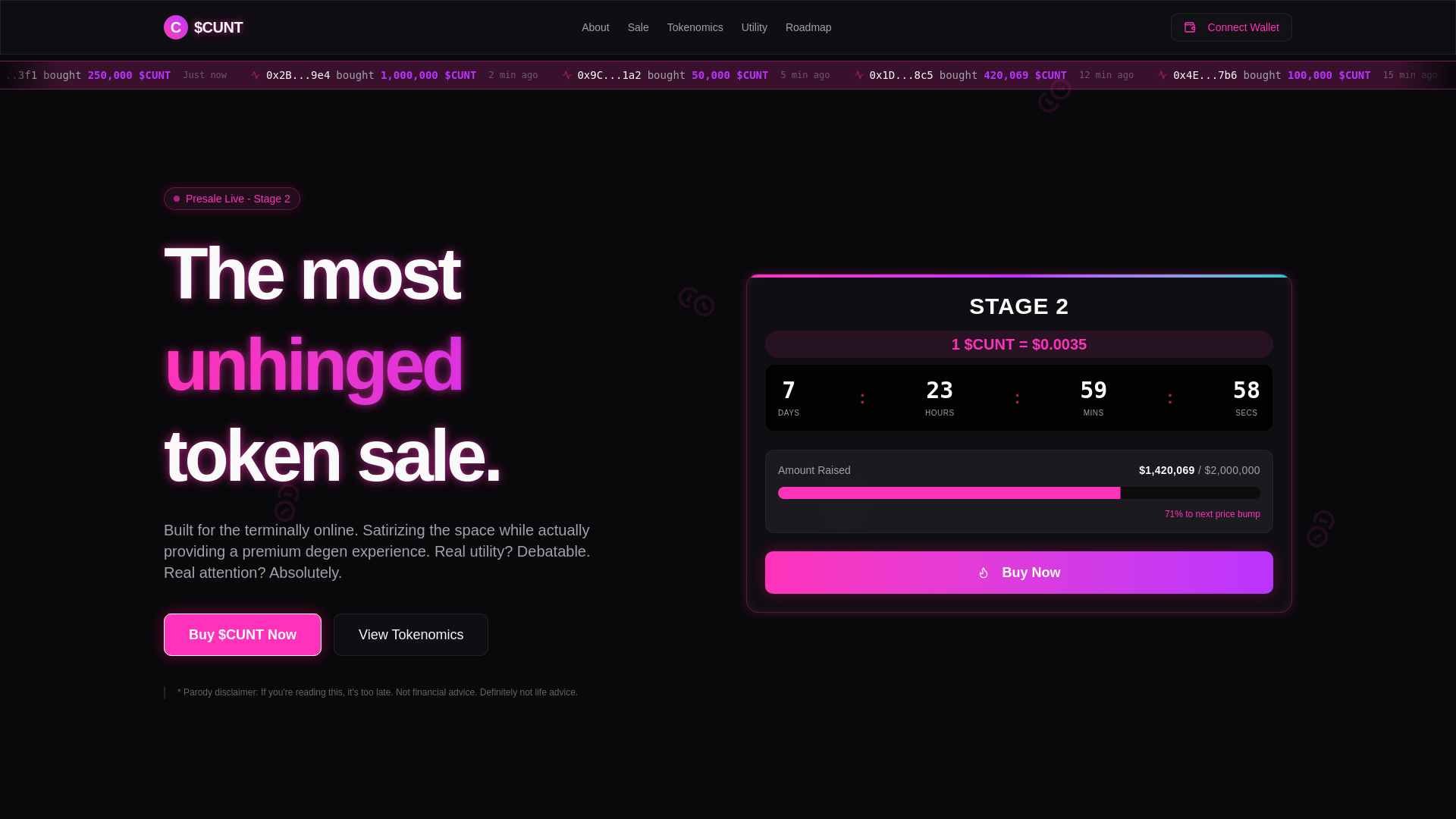 website screenshot of https://cunt.is/