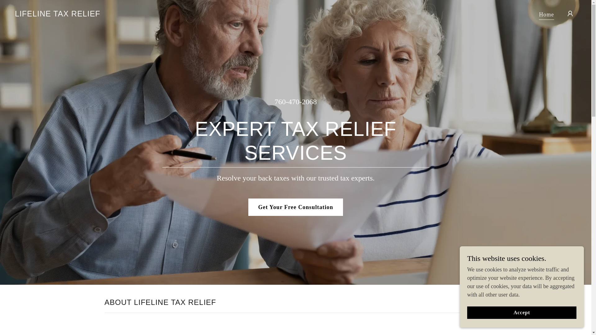 website screenshot of https://lifelinetaxrelief.com/