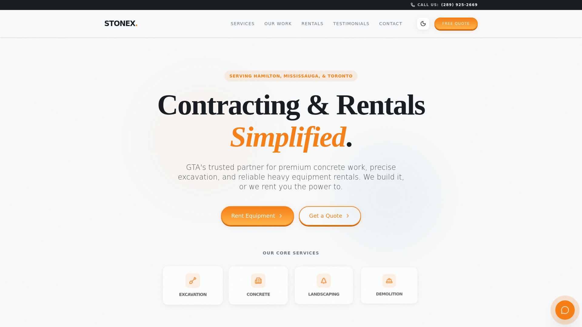 website screenshot of https://stonexcontracting.ca/