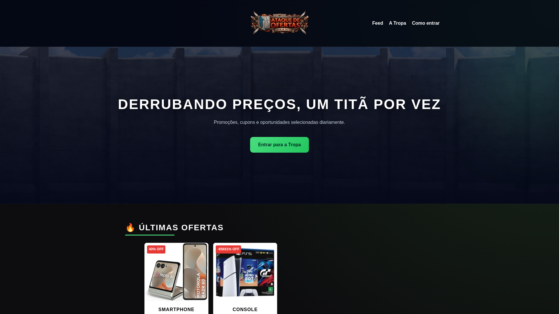 website screenshot of https://ataquedeofertas.com.br/