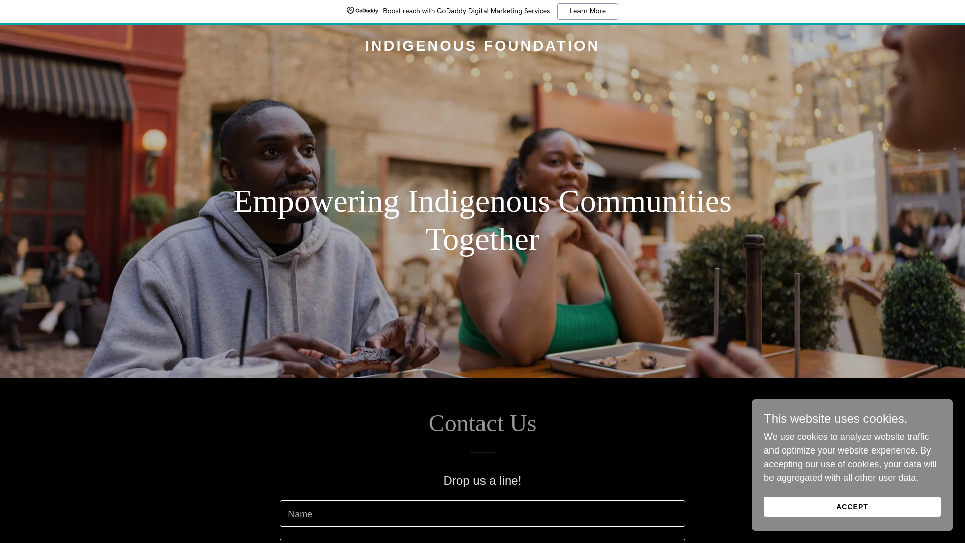 website screenshot of https://indigenefoundation.org/