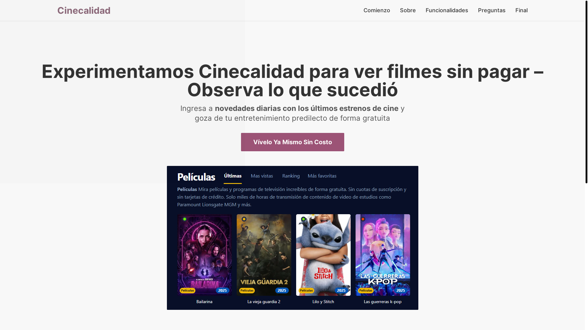 website screenshot of https://cinecalidad-1wlp.pages.dev/