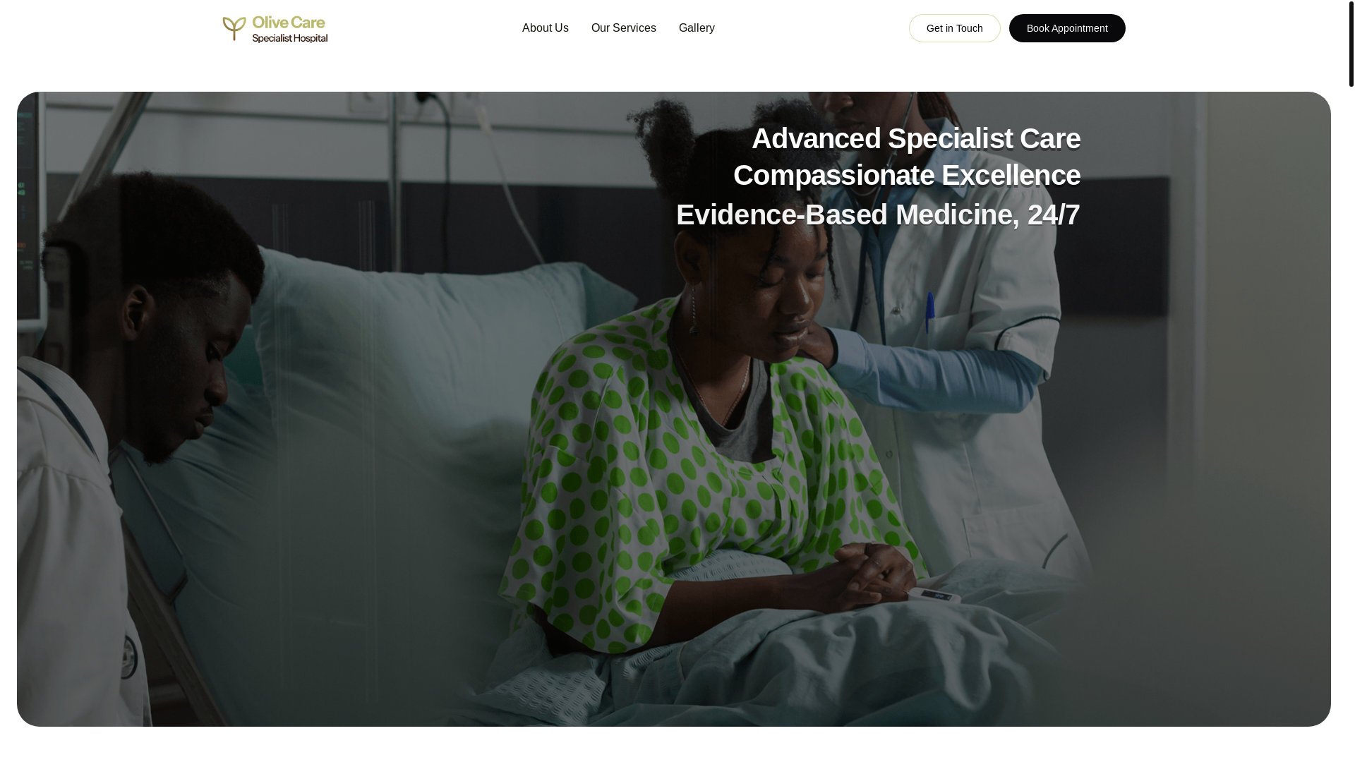 website screenshot of https://olivecarehospital.com/