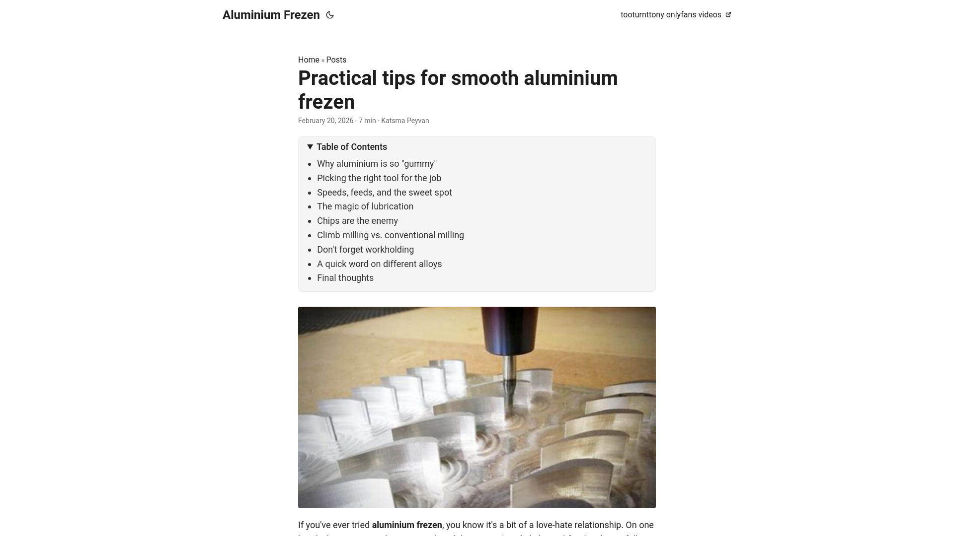website screenshot of https://aluminium-frezen.pages.dev/