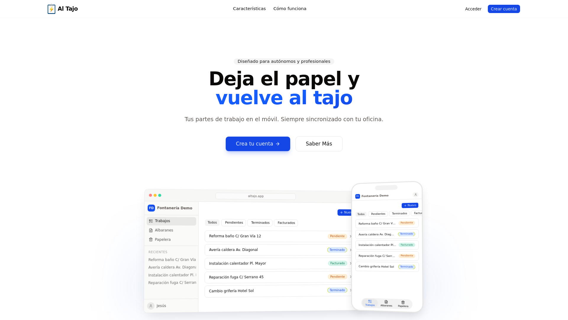 website screenshot of https://altajo.app/