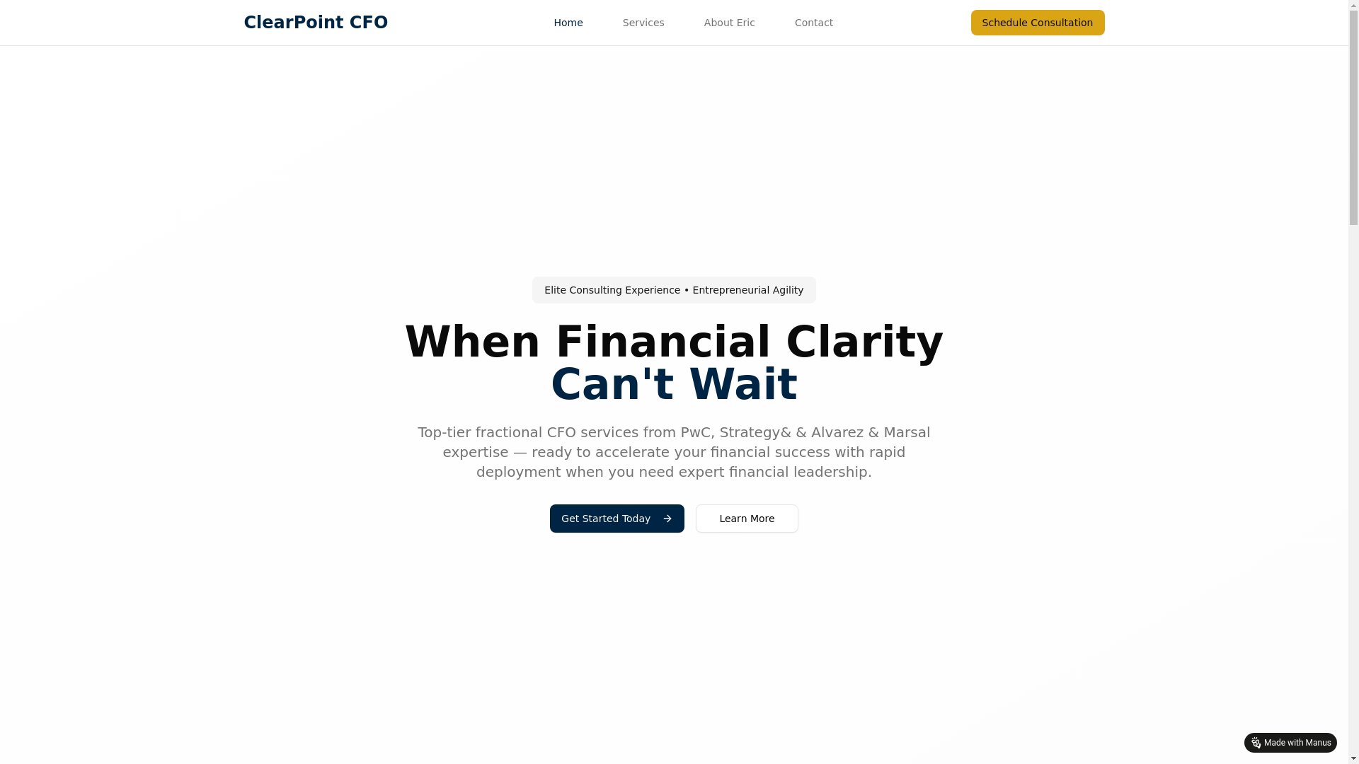 website screenshot of https://clearpointcfo.co/