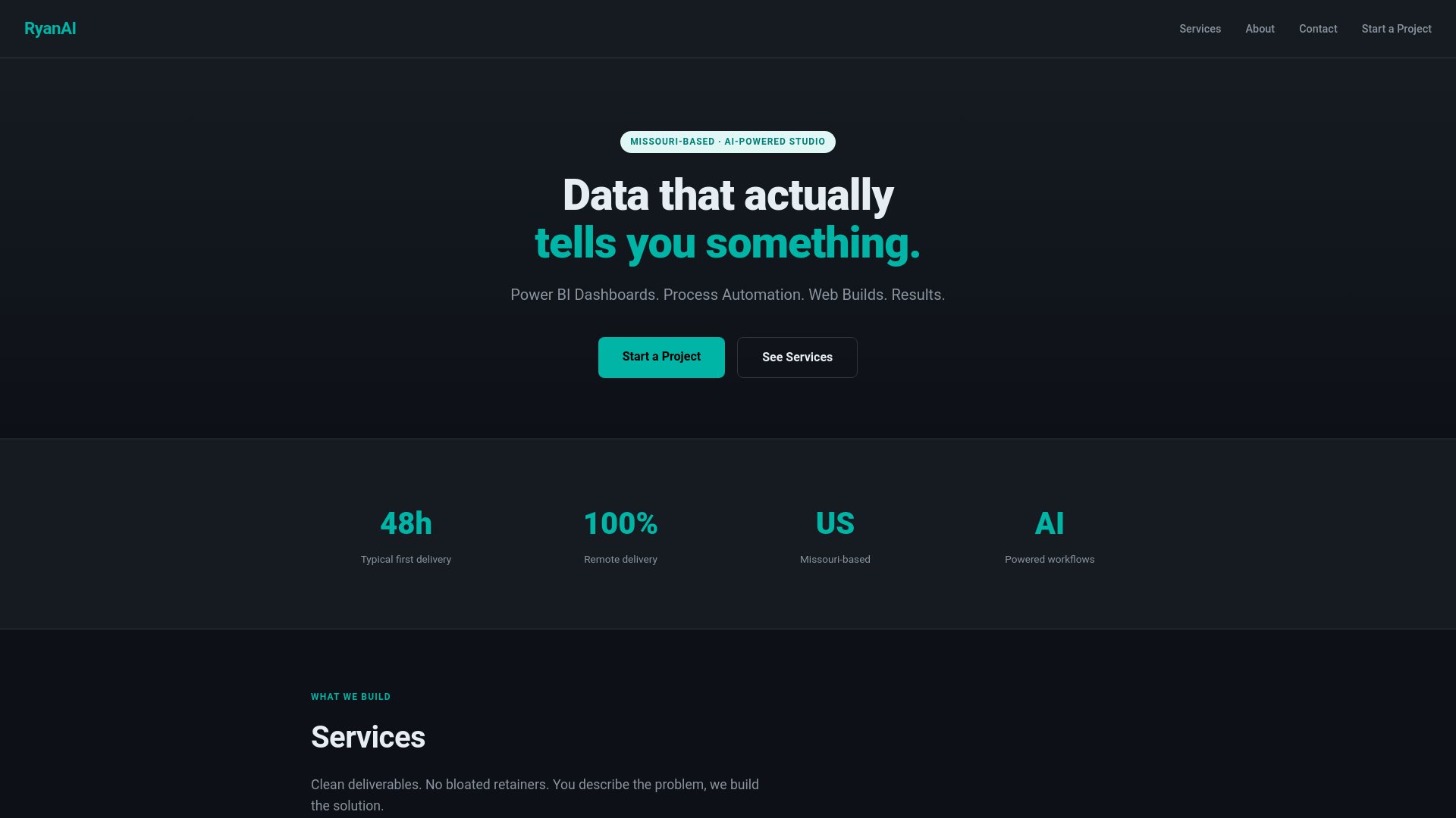 website screenshot of https://ryanai.io/