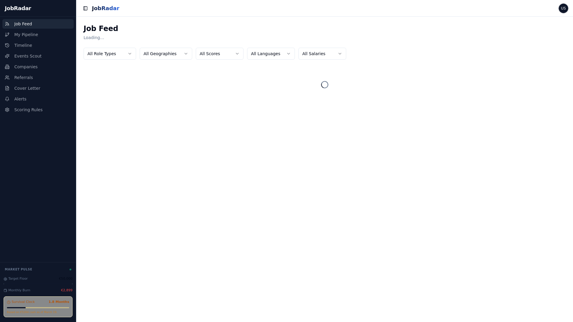 website screenshot of https://jobradar-dashboard.pages.dev/