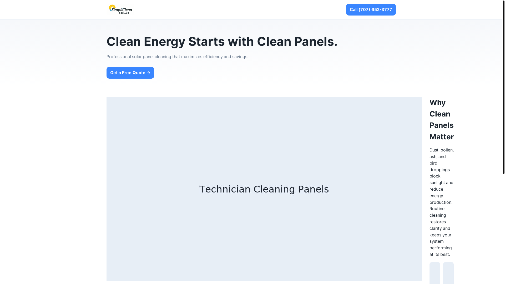 website screenshot of https://simplicleansolar.com/