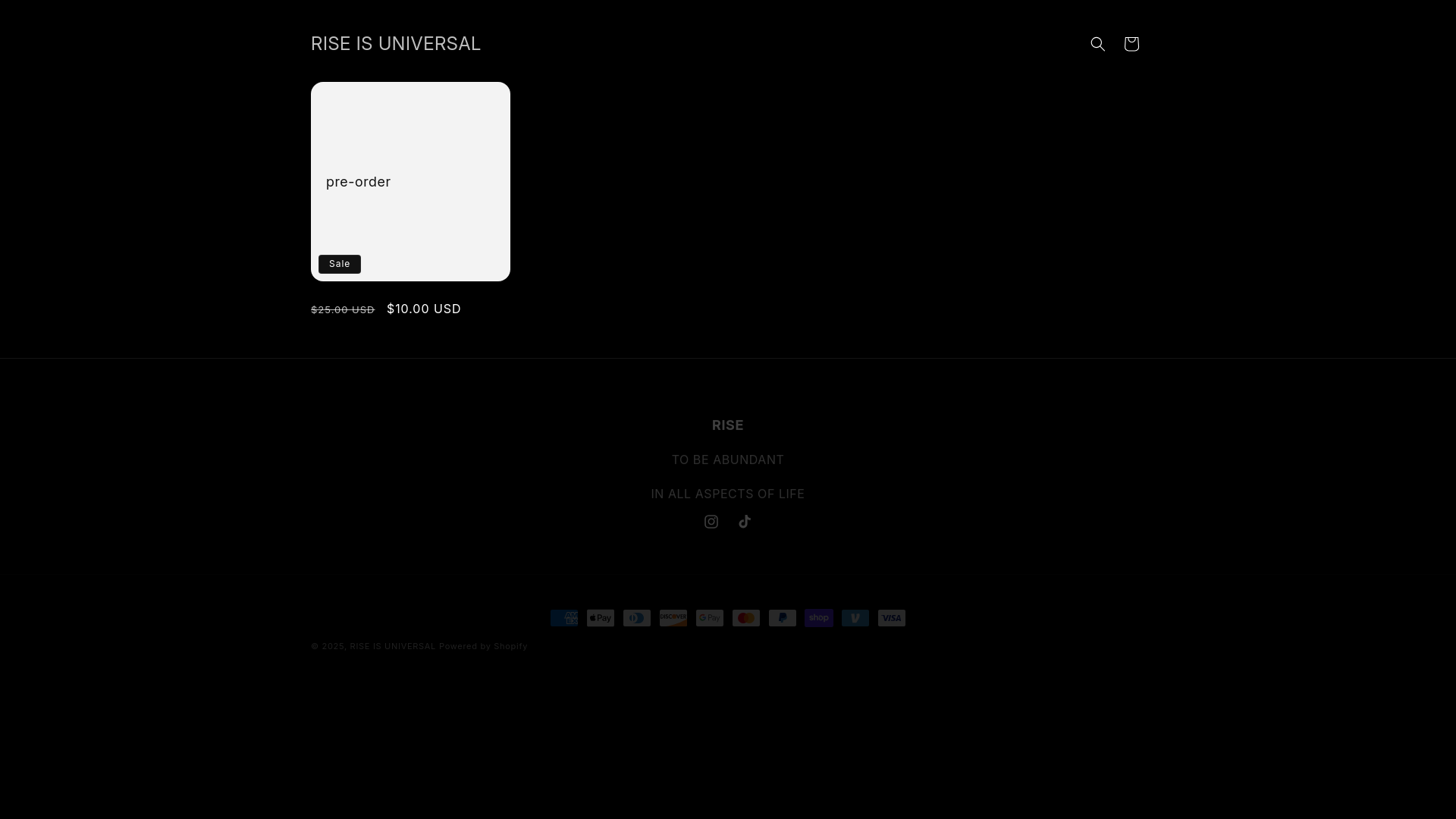 website screenshot of https://riseisuniversal.org/