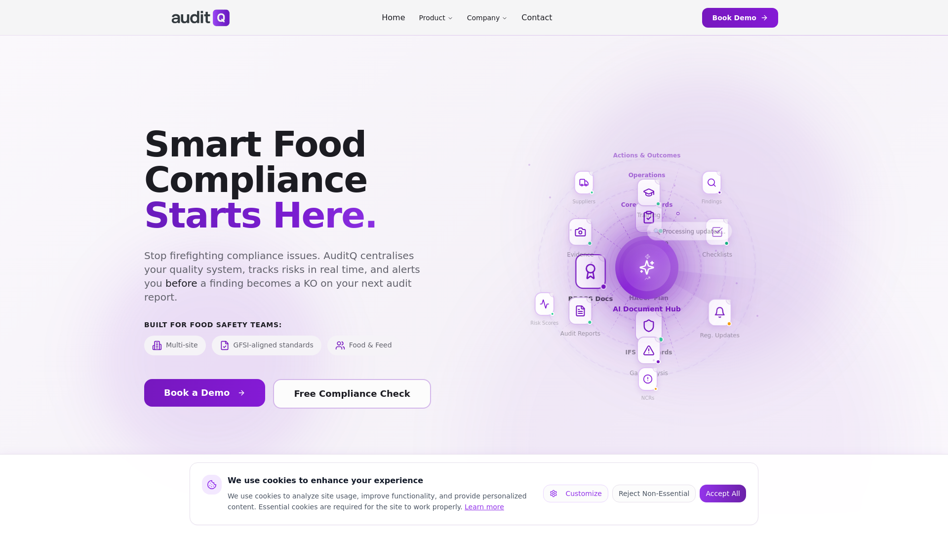 website screenshot of https://getademoauditqanswer.com/