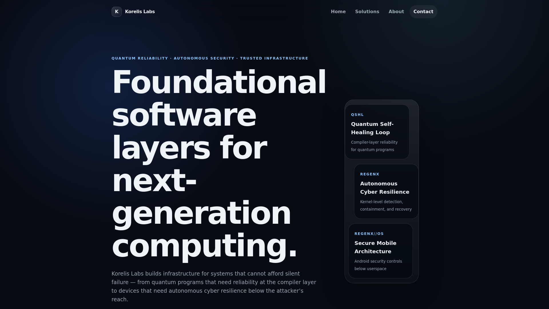website screenshot of https://korelislabs-updated.pages.dev/