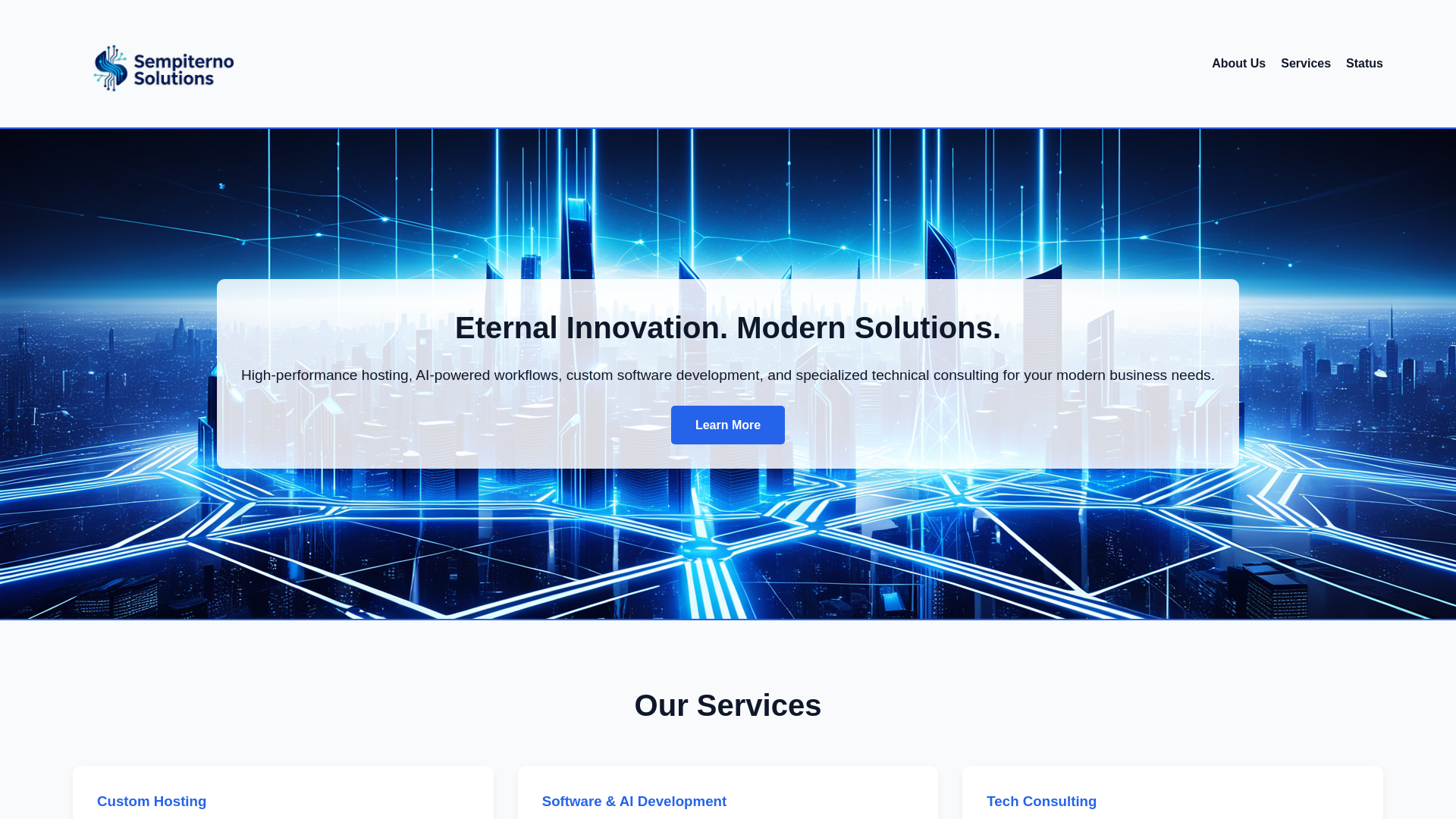 website screenshot of https://sempiternosolutions.com/
