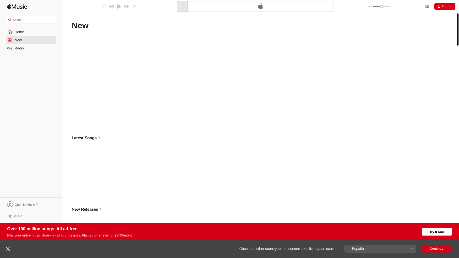 website screenshot of https://music.apple.com/